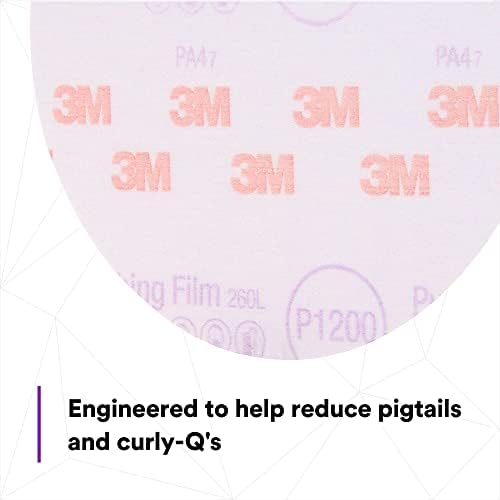 3M Hookit Purple Finishing Film Abrasive Disc, 260L, 30668, 6 in, P1200