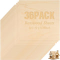 Riakrum Basswood Sheets Plywood Board Unfinished Wood Boards for Crafts for DIY Laser Projects Architectural Mini House Building Hobby Model Making(12 x 12 x 1/16 Inch,36)