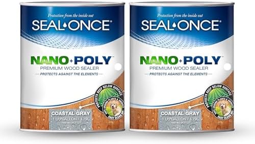 SEAL-ONCE Nano+Poly Wood Sealer and Waterproofer, Coastal Gray, 2 Gallon