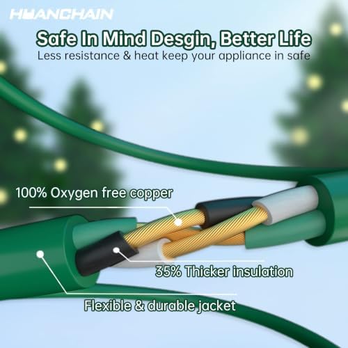 HUANCHAIN Indoor Outdoor Green Extension Cord 50 ft 2pcs Waterproof