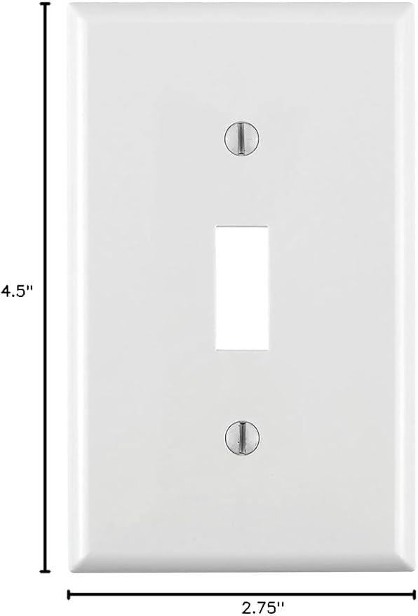 Leviton 1-Gang Toggle Device Switch Wallplate, Standard Size, Thermoplastic Nylon, Device Mount, 80701-W, White