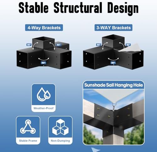 Pergola Kit, Heavy Duty Pergola Brackets for 4"x 4" (Actual 3.5" X 3.5")