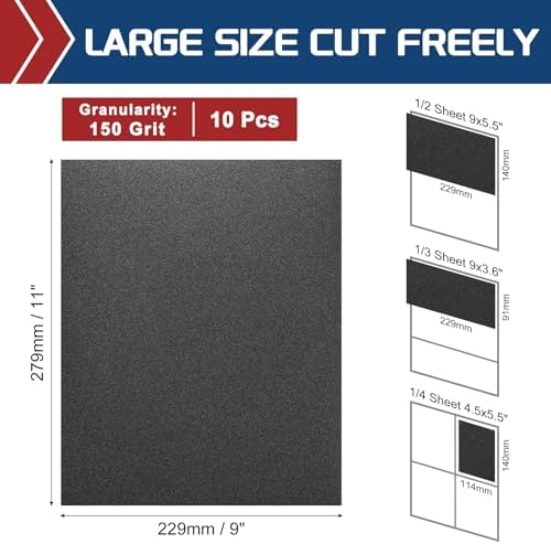 10Pcs Sand Paper 9x11Inch 150Grit Silicon Carbide Sandpaper Sheets