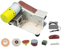 Mini Electric Belt Sander Grinder Set with Polishing and Grinding Wheels, 110/220V Bench Belt Sander, 10 Sanding Belts and Polishing Disc, Ideal for Knife Sharpening and Woodworking