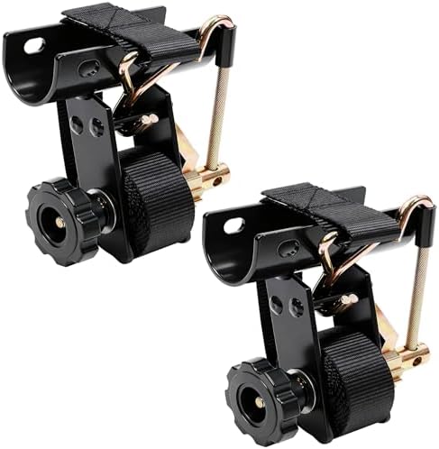 Black Rack Straps with J-Hook (2PK),1.5" x7.5' Ladder Rack Ratchet Straps, 2" Round Tube Mount, Perfect Ladder Rack Tie-Downs for Trailer Cargo Control