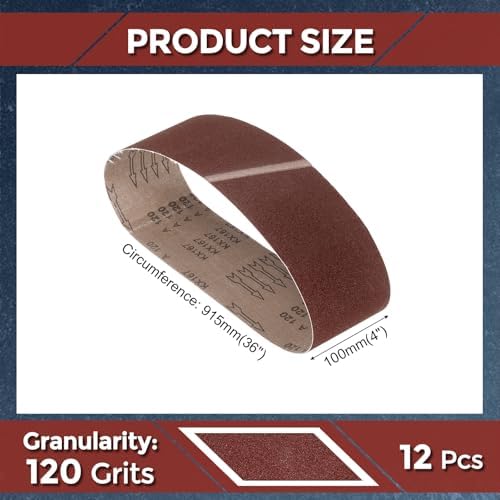 12 Pcs Sanding Belts 4 x 36 Inch 120 Grit Aluminum Oxide
