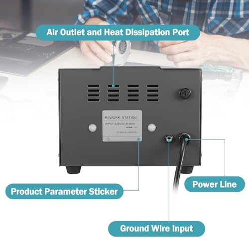 861DW Hot Air Rework Station 1000W Brushless Blower SMD Soldering Station