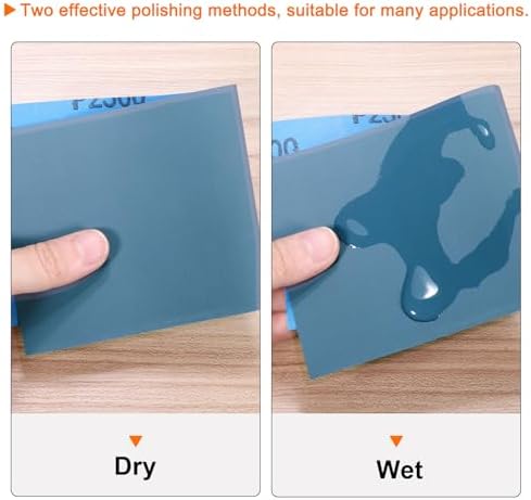 HARFINGTON 50pcs Sandpaper 100 Grit 9 x 11 Inch Waterproof Backing Silicon Carbide Abrasive Wet Dry Sanding Sheets for Wood Finishing, Metal Sanding, Automotive Polishing