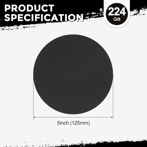 50Pcs Sanding Discs 5In 240Grit Hook and Loop Sandpapers Black