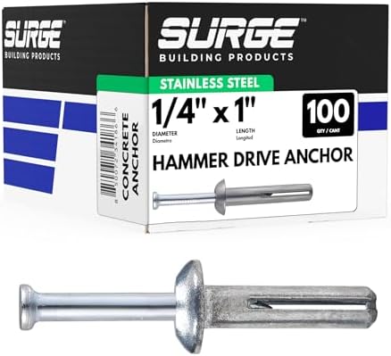 1/4" X 1" Stainless Hammer Drive Nail in Concrete Anchor (Box of 100)