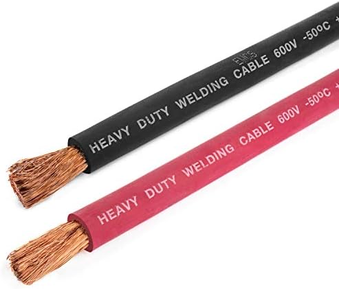 EWCS 2 Gauge Premium Extra Flexible Welding Cable 600 Volt Combo Pack - Black+Red - 25 Feet of Each Color Made in The USA