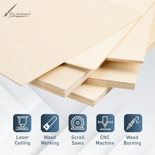 Baltic Birch Plywood - 1/8 Inch Thickness - 11.8" x 11.8" Wood Sheets for Laser Cutting, CNC Cutting and Crafts (20, 11.8 X 11.8)