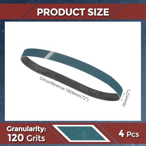 4 Pcs Sanding Belts 3 x 72 Inch 120 Grit Zirconia