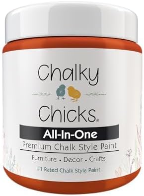 Chalky Chicks 4 Fl Oz Matte Pumpkin Pie Orange Chalk Paint for Furniture Without Sanding - No Prep Furniture Paint No Sanding All in One for Crafts, Wood, Cabinet, Walls, Metal, Dresser, Farmhouse