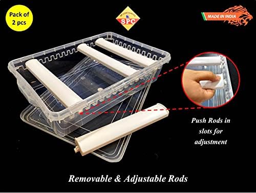 SPC Plastic adjustable 4 rod Bangle Box Chudi Set Organizer Jewellery Storage Display Box for Bangles Chudi Bracelet Wrist Watch Hair Bands Scrunchies Accessories, Transparent (2)