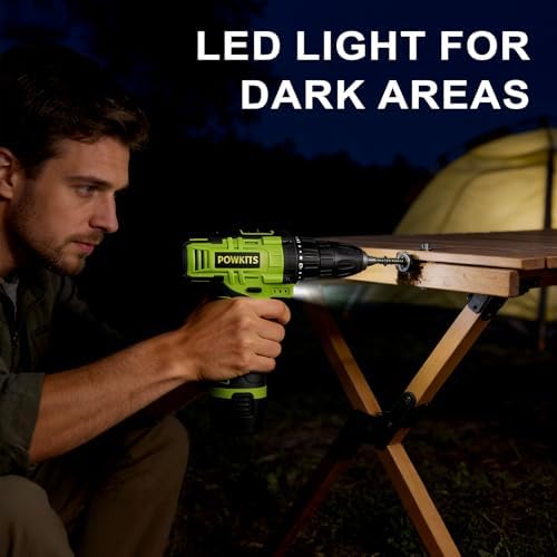 12V Cordless Drill Tool Set, 25+1 Torque Setting, Green Tool Kit for Home