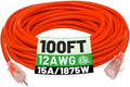 POWGRN 100 FT 12/3 Outdoor Extension Cord Waterproof, Heavy Duty Power Cord