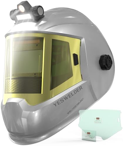 YESWELDER Auto Darkening Welding Helmet with Side View and LED, Silver