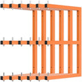 Lumber Rack Wall-Mounted Lumber Storage Rack, Heavy Duty Wood Storage Racks with 9-Level System, 1980 LB Sturdy Garage Wood Organizer, Orange Lumber Metal Racks for Indoor and Outdoor (6 Pack)