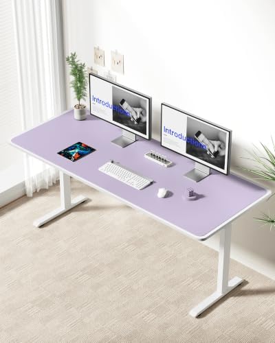 YSAGi Leather Desk Pad Protector, Office Desk Mat, Large Mouse Pad, Non-Slip PU Leather Desk Blotter, Laptop Desk Pad, Waterproof Desk Writing Pad for Office and Home (Light Purple, 55" x 24")