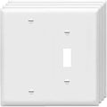 ZEFTV Toggle Switch/Blank Wall Plates 2-Gang Switch Outlet Electrical Cover Plate Unbreakable Thermoplastic Faceplate for Light Receptacle Outlet Switch, White (4 Pack)