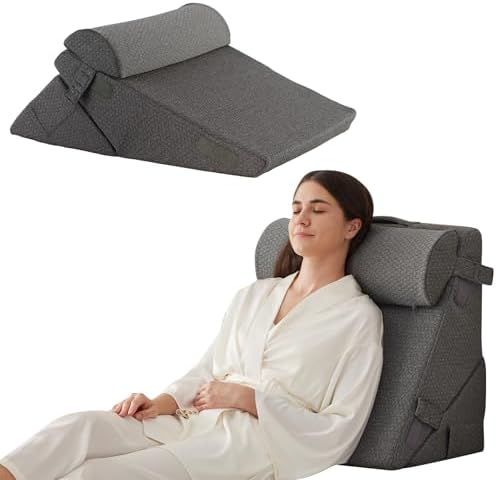 Bedluxe Wedge Pillow Set for After Surgery, Orthopedic Bed Wedge, Dark Grey