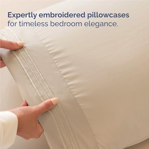 Full Size 4 Piece Sheet Set - Comfy Breathable & Cooling Sheets - Cream