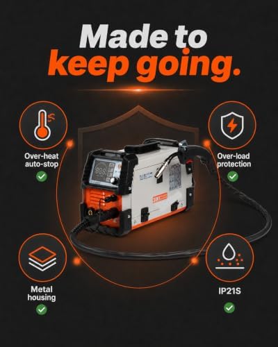 MIG Welder 140A, 110V Gas/Flux Core MIG Welding Machine, 3-in-1 MMA Stick Welder Lift TIG Welder with Digital Display, Synergic Control, Portable Welder Machine for Home DIY