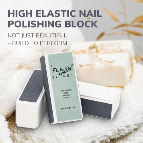 Flash Shiner® Block – 3-Way Nail Buffer – Professional Nail Buffer for Natural Shine – Smooths, Conditions & Polishes – Manicure Tool for Home or Salon Use (Pack of 2)