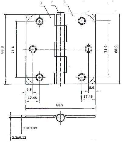 Richelieu 821ABB Onward (2-Pack) 3 1/2-inch (89 mm) Full Mortise Butt Hinge for Interior Door, Square Corner, Antique Brass Finish