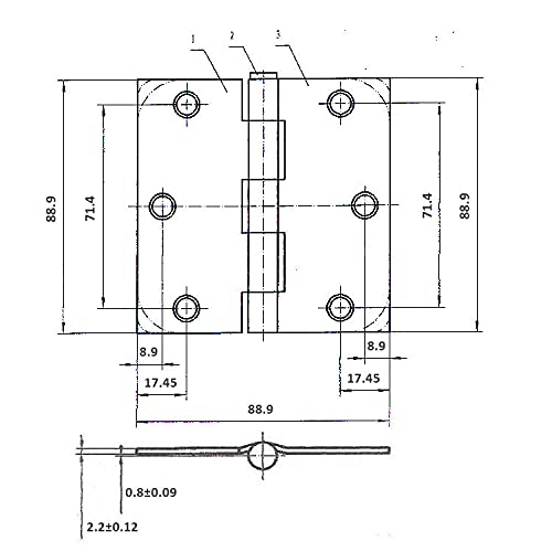 Richelieu 2821BB Onward (2-Pack) 3 1/2-inch (89 mm) Full Mortise Butt Hinge for Interior Door, 1/4-inch Radius, Brass Finish