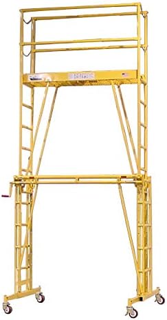 Tele-Tower® Adjustable Work Platform Model 1101-96, 1000 lbs, 11' 8’x19” Deck Size, Scaffolding Alternative, Safety Rails, Adjustable Outriggers, Easy Assembly, Portable