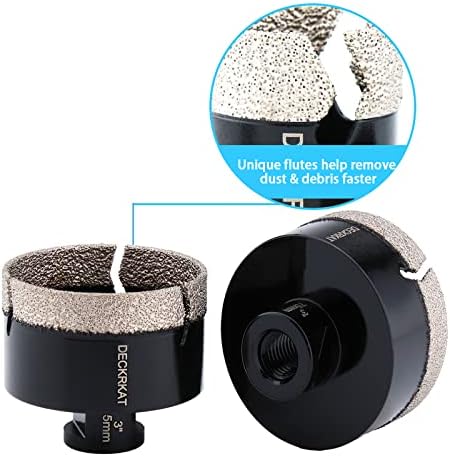 Diamond Hole Saw, 3" Hole Saw for Tiles Granite Marble Ceramic Glass Porcelain, 75mm Core Drill Bit with 5/8-11 Thread and 3/8” Hex Shank Adapter for Angle Grinders & Drills