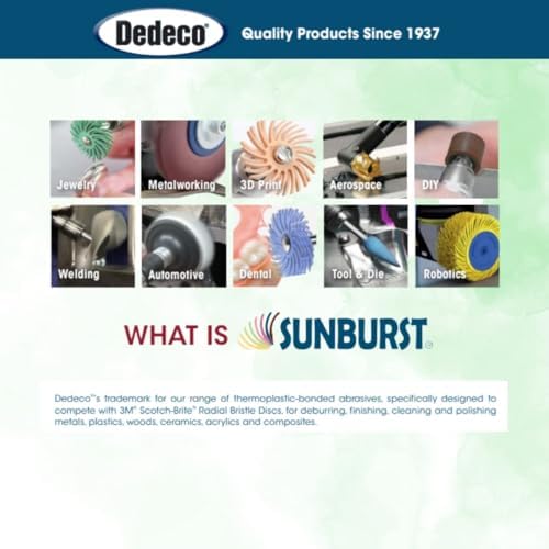 Dedeco Sunburst Radial Bristle Discs 48-Pack - 5/8" Curved Knife-Edge - Light Green 14000 Grit (Ultra-Fine, 1 Micron) - Aluminum Oxide for Polishing & Finishing