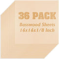 36 Pack Basswood Sheets, Plywood Board 1/8 Inch Unfinished Wood,3mm Plywood for Laser Cutting,Boards for Crafts for DIY Plywood Sheets Unfinished Wood Boards for Laser Cutting(16inchx16inch)