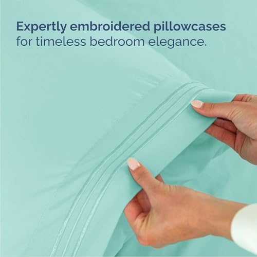 Cal King Size 4 Piece Sheet Set - Breathable & Cooling Sheets - Spa Blue