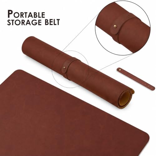 Leather Desk Mat & Mouse Pad - Desk Blotter Large 31.5X 15.8in
