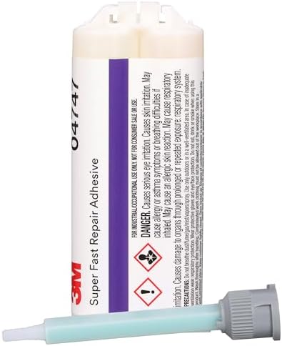 3M Super-Fast Repair Adhesive, 04747, Tranlucent Color,Two-Component, Semi-Rigid, Urethane Adhesive, 47.3 mL/1.6 fl oz Cartridge (Pack of 2)