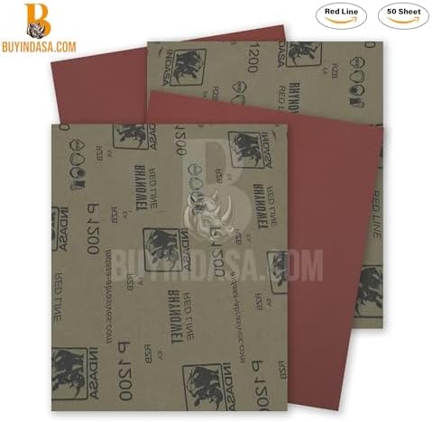 INDASA Rhynowet Red Line Wet Dry Sanding Sheets 9 x 11 Inch 240 Grit Waterproof Latex Backing Abrasive Paper for Wood Metal Automotive Surface Prep Pack of 50