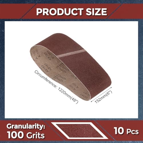 10 Pcs Sanding Belts 6 x 48 Inch 100 Grit Aluminum Oxide