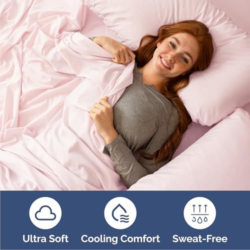 Queen Size 4 Piece Sheet Set - Breathable & Cooling Sheets - Lavender Pink