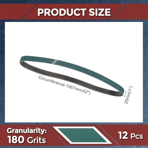 12 Pcs Sanding Belts 1 x 42 Inch 180 Grit Zirconia