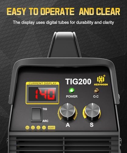 H HZXVOGEN 200A TIG Welder, HF TIG/Stick 2 in 1 Welder Machine with Post Gas, 110V 220V Dual Voltage IGBT Inverter TIG Welding Machine(TIG200)
