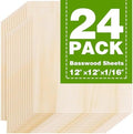 Basswood Sheets 12"x12"x1/16,1.5mm Basswood for Laser Cutting,Thin Plywood Board Unfinished Wood for Crafts, DIY Architectural Models Making, Wood Engraving (12inchx12inch-1/16-24Packs)
