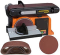 Belt Sander, Grinding Wheel Sand Belt Machine Variable Speed Combination Bench Sander Disk with Cast Iron Base