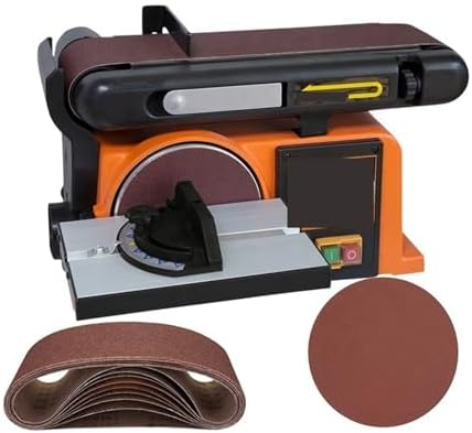 Belt Sander, Grinding Wheel Sand Machine Variable Speed Combination Bench Disk With Cast Iron Base,for Woodworking