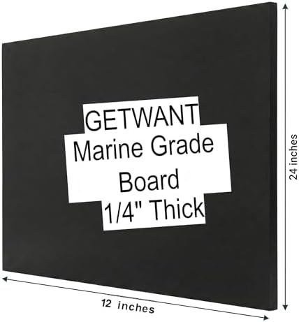 Black HDPE Sheet 12x24 Inch 1/4 Inch (6mm) Thick, Marine Board HDPE Plastic Sheet, Waterproof Heavy Duty Black Panel for Marine, Boat, Workbench, DIY & Outdoor Projects