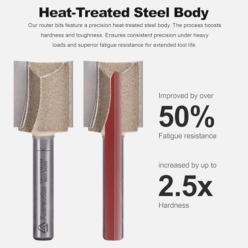 Straight Router Bits 1/4" Shank, 11/16" Cut Diameter, 3/4" Cut Length, Useful for Plunging Capabilities for Cutting Grooves, Dados, Mortising