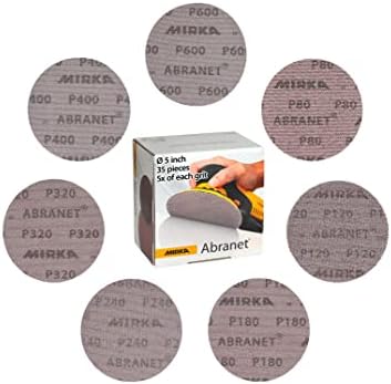 Mirka Abranet 5 Inch Assortment Mesh Sanding Discs, Hook and Loop, 35 Pack