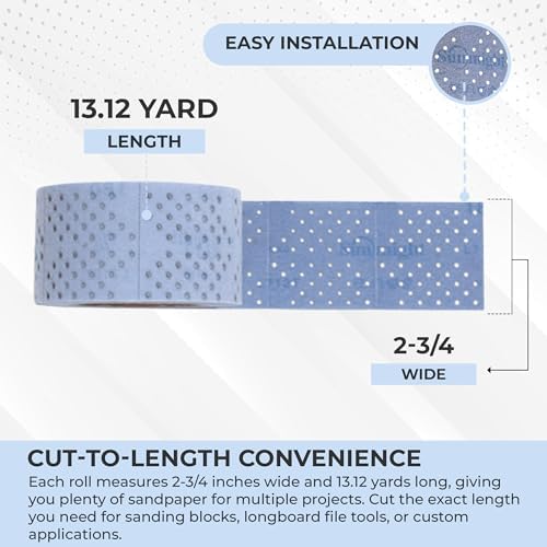 Sunmight Ceramic Film Sandpaper Roll 2.75" x 13.12yd 320G — Hook & Loop Sand Paper Sheets for Auto Body, Car Sanding, Wood, Metal, Longboard Block Tools | Wet Dry Automotive Shop Supplies, Wet Dry Use